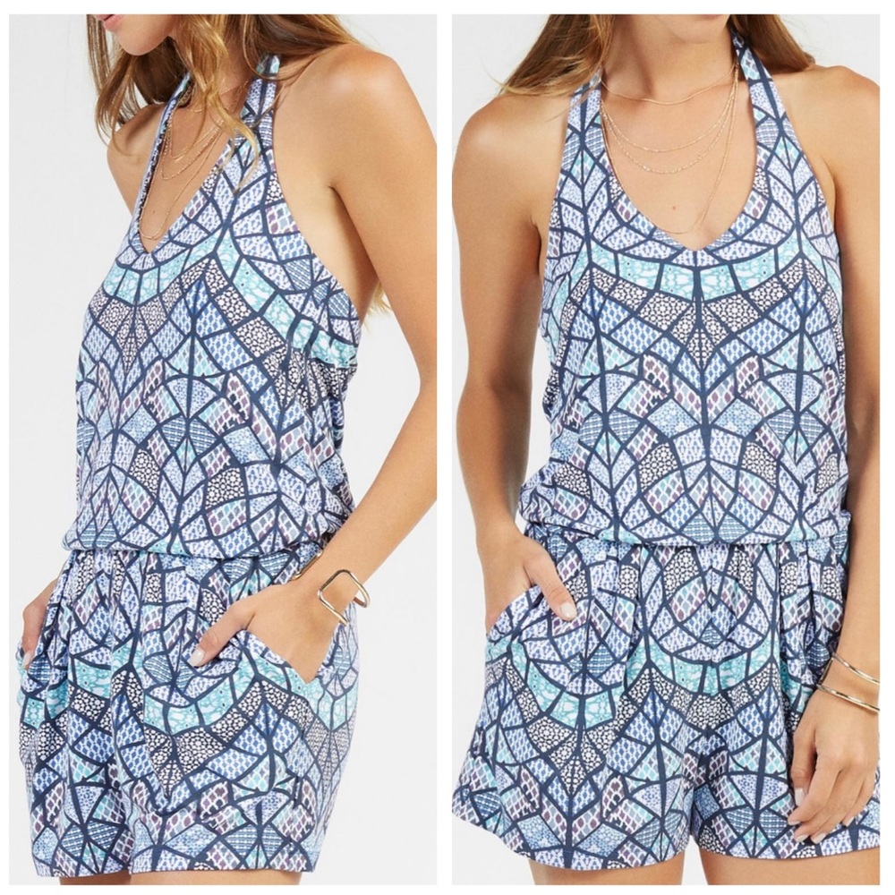 Tart Collections Blue Tile Mosaic Finn Romper - Picture 4 of 8